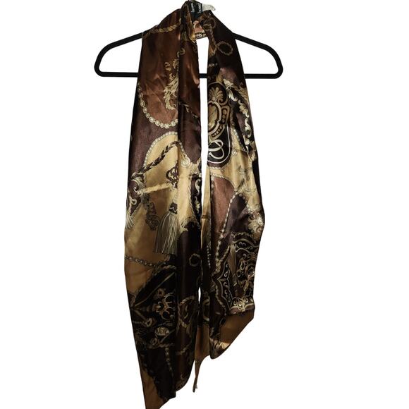 Dennis by Dennis Basso‎ Scarf Classic Chain Polyester Browb and Tan - Picture 1 of 6